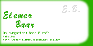 elemer baar business card
